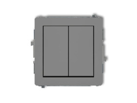 DECO Wyłącznik pojedynczy ze schodowym (dwa klawisze bez piktogramów osobne zasilanie) szary mat 27DWP-10.21 KARLIK