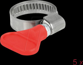 19513 Hose clips with wing nut, 16 - 25 mm, 5 pieces, stainless steel