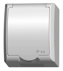 FALA Gniazdo hermetyczne pojedyncze z/u Schuko IP44 klapka biała GNH-1HS/00/w