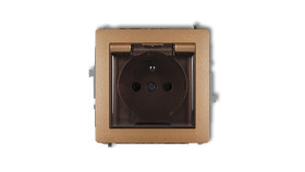 Deco Gniazdo Bryzgoszczelne Z/U (Klapka Dymna) Złoty Metalik 8Dgpb-1Zdp