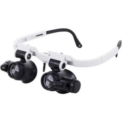 Lupa nagłowna, okulary zegarmistrzowskie, powiększenie 8x i 23x, 2 diody LED