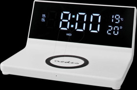 WCACQ20WT Alarm clock with wireless charging, USB-A connector, snooze func
