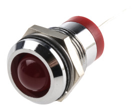Lampka kontrolna do montażu panelowego 2V dc, czerwona 12mm LED Chrom RS PRO