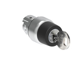 Przełącznik 3 pozycyjny 1-0-2 metalowy z samopowrotem z pozycji 2 do 0 fi22mm z kluczem wyjęcie klucza w pozycji 0 LPSS360