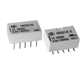 Przekaźnik sygnału, 5V dc, 2 A, DPDT, 2-polowy, montaż PCB, Hongfa Europe GMBH HFD31