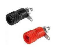 BAN-G-LSS4-BR Gniazdo bananowe, laboratoryjne czerwone+czarne- kpl. - długość: 33mm, 20A, zacisk M4