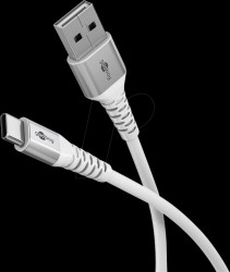 74530 Sync &amp; charge cable, USB-C -&gt; USB-A, 60 W, 1.0 m, textile, white