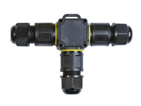 Wodoodporna mufa kablowa trzywlotowa z 3 torowym złączem bezśrubowym, IP68, 450V