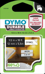 1978364 DYMO D1 vinyl tape, 12 mm, black/white