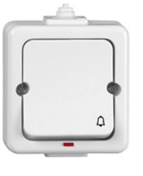 JANTAR Przycisk zwierny /dzwonek/ podświetlany n/t IP44 biały /przykręcany klawisz/ WNT-7J/S