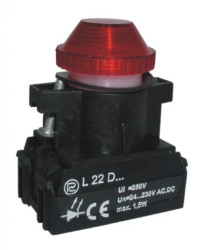 Lampka sygnalizacyjna 22mm czerwona 24-230V AC/DC W0-LDU1-L22WD C