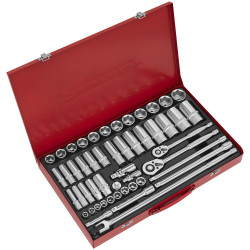 Sealey AK6942 Socket Set 50pc 3/8&quot; &amp; 1/2&quot;Sq Drive 6pt WallDrive&#xAE; - Metric