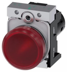 Lampki sygnalizacyjne, kompaktowe, 22 mm, okrągłe, metalowe, czerwone, ​​napięcie robocze 24 V AC/DC, zaciski śrubowe 3SU1251-6A