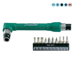Zestaw bitów 10szt z uchwytem twin wrench (-, PH, PZ, torx), Proskit 1PK-212