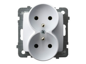 KARO Gniazdo podwójne z uziemieniem do ramki IP-20 zaciski gwintowe biały GP-2SRZ/m/00 OSPEL