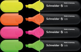 1500 4-pc set of highlighter pens, orange/yellow/green/pink