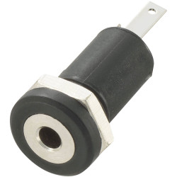 TruComponents 202605 2.5 mm audio jack Socket, Vertical,Pins:2 Mono Black