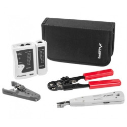 Zestaw narzędzi sieciowych Tester kabli LAN Zaciskarka RJ45 Komplet 4 elementów + etui LANBERG