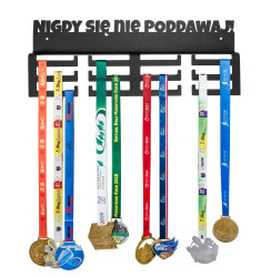 Wieszak metalowy na medale napis Nigdy się nie poddawaj 40cm