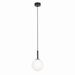 Lampa wisząca z dużym białym kloszem czarna z serii FARO K-4885 Kaja Lighting