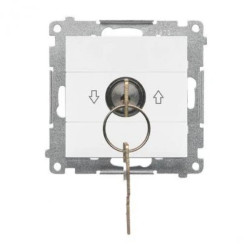 Simon 55 Łącznik na kluczyk roletowy jednobiegunowy (moduł) 3 pozycyjny I-0-II” 2 styki N/O, 5 A, 250 V~ Biały mat TWZK.01/111