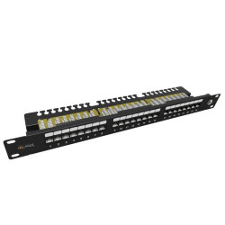Patch panel UTP 19" 1U kat.6, 24 porty z listwą (SX24L-6-UTP-BK-N)