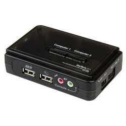 StarTech.com SV211KUSB 2 Port Black USB KVM Switch Kit With Audio and Cables