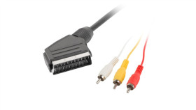 Przewód Połączeniowy 3Xrca (Cinch) - Scart (Euro) Czarny 1,8M...