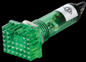 Green signal bulb with resistor, 230 V