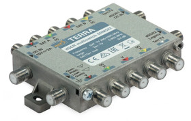 Multiswitch SRM-522 (950...2150 MHz/290...2340 MHz) Terra z AGC - klasa A z pasywnym torem TV system Digital SCR/Unicable