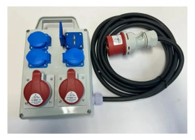 Rozdzielnica elektryczna CEE 32A 16A 3x230V 2xUSB IP44 niezabezpieczony kabel USB 10m 5x2,5