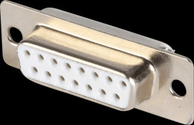 D-SUB female connector, 15-pin, solder cup, white