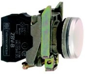 Wskaźnik św. biały O22 zwykła soczewka z żarówką BA9s /250V XB4BV61