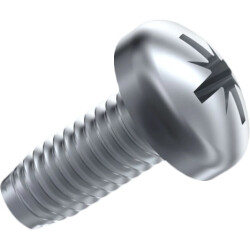 Thread-cutting screw, PZ cross slot, M2.5, 6 mm, hardened steel, galvanised, DIN 7500 C, 001.38.221