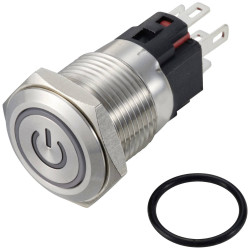TRU COMPONENTS TC-12647388 Przycisk 250 V/AC 3 A 1 x wył/(wł) IP65 niebieski chwilowy stal nierdzewna 1 szt.