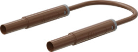 Safety measuring lead with (4 mm lamella plug, straight) to (4 mm lamella plug, straight), 0.5 m, brown, PVC, 2.5 mm², CAT IV, 6