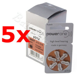 300 x baterie do aparatów słuchowych Power One Varta 312