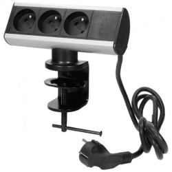 Przykręcane gniazdo meblowe z uchwytem montażowym i przewodem 1,8m, 3x2P+Z,FS-6