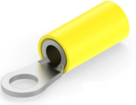 Insulated ring cable lug, 1.04-2.62 mm², AWG 16 to 14, 6.73 mm, M6, yellow, 34824