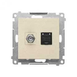 Simon 55 Gniazdo antenowe typu F” + RJ45 kat.6 (moduł) Szampański mat TASFRJ45.01/144