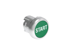 Metalowy przycisk fi22mm kryty samoczynny powrót z symbolem START Zielony LPSB1163