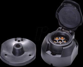 Trailer - socket outlet, 7-pin, 12V, with switch-off