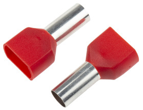 Końcówka tulejkowa izolowana 2 x 10mm² długość 14mm Czerwony średnica 6.5mm Izolowane RS PRO