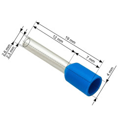 Konektor rurkowy izolowanu - tulejka 2,5mm/12 KRO25012 BL / 601237