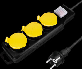 LPS253 Socket strip, 3-way, 1.5 m, with switch, outdoor