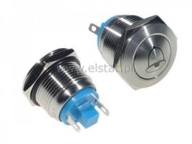 Przycisk chwil. 19mm wypukły stal DZWONEK