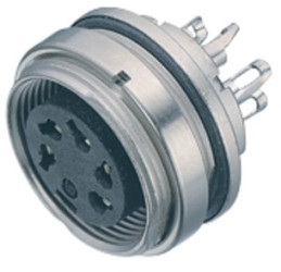 Panel socket, 5 pole, solder cup, screw locking, straight, 09 0116 80 05