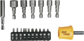 Końcówki wkrętakowe i nasadki z uchwytem 1/4 cala (zestaw 18 szt.) 39D361