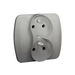 Simon Akord Gniazdo podwójne z/u z funkcją niezmienności faz aluminiowy AGZ2CZ/26