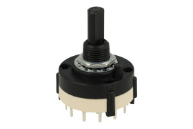 Przełącznik; obrotowy; RTS-01-2 l=20mm; ON-OFF-ON; 3 pozycje; bistabilny; na panel; przewlekany (THT); 3 tory; czarny; 10A; 490V